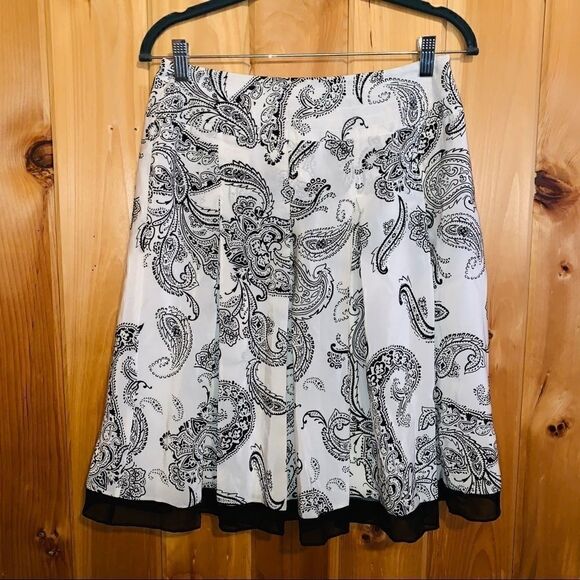 Allison Taylor silk black/white paisley skirt 4 - Picture 1 of 6